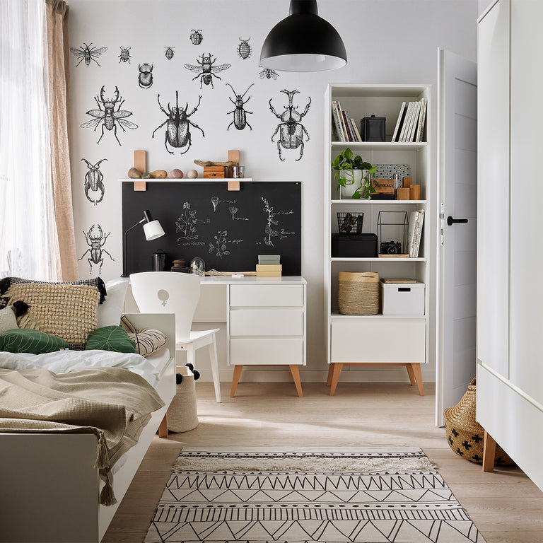 Bureau 3 tiroirs Pinio Swing - Blanc et bois - vue 3