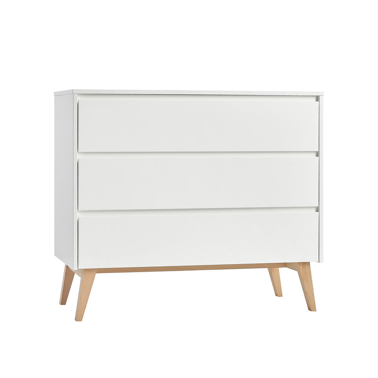 Chambre complète lit évolutif 70x140 commode à langer et armoire 2 portes Pinio Swing - Blanc et bois - vue 6