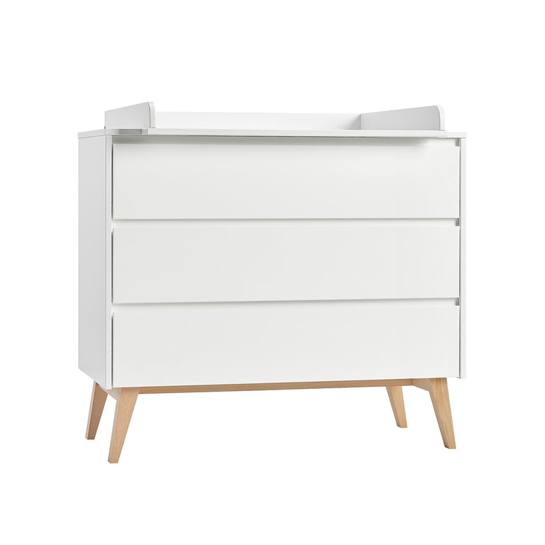 Chambre complète lit évolutif 70x140 commode à langer et armoire 3 portes Pinio Swing - Blanc et bois - vue 6