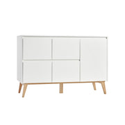 Commode 4 tiroirs 1 porte Pinio Swing - Blanc et bois