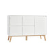 Commode 4 tiroirs 1 porte Pinio Swing - Blanc et bois