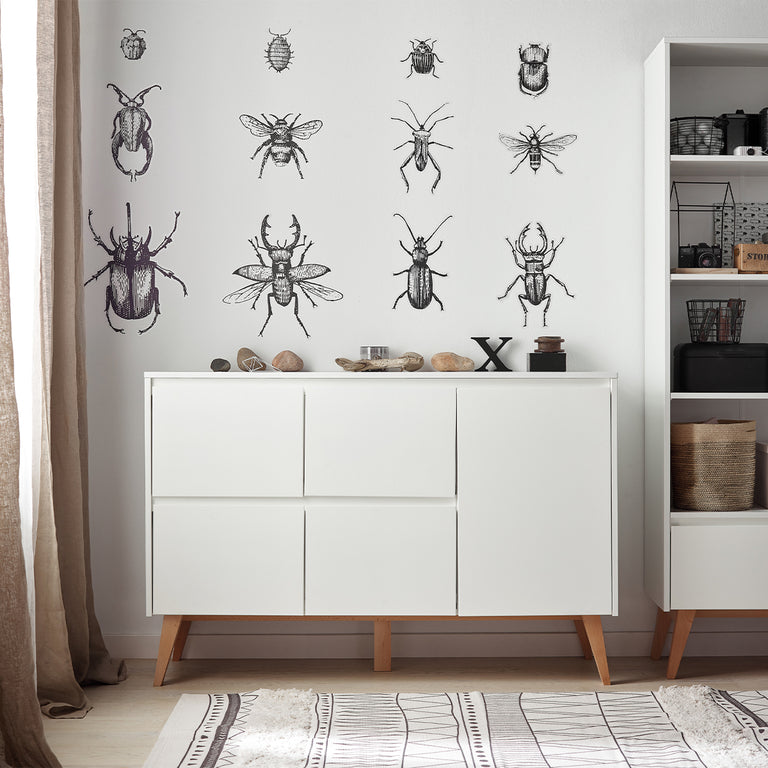 Lit évolutif 60x120 et commode 4 tiroirs 1 porte Pinio Swing - Blanc et bois - vue 8