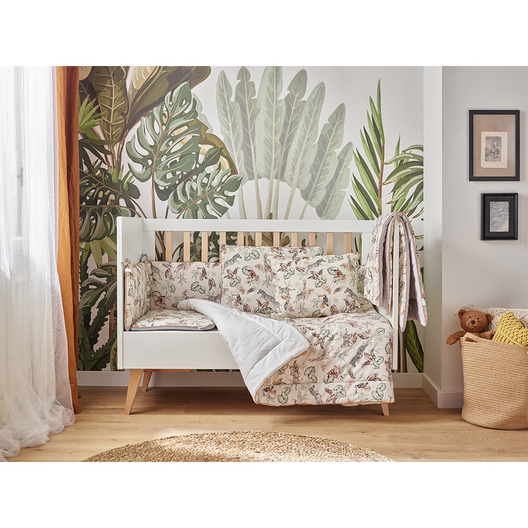 Chambre complète lit évolutif 60x120 commode à langer et armoire 2 portes Pinio Swing - Blanc et bois - vue 9