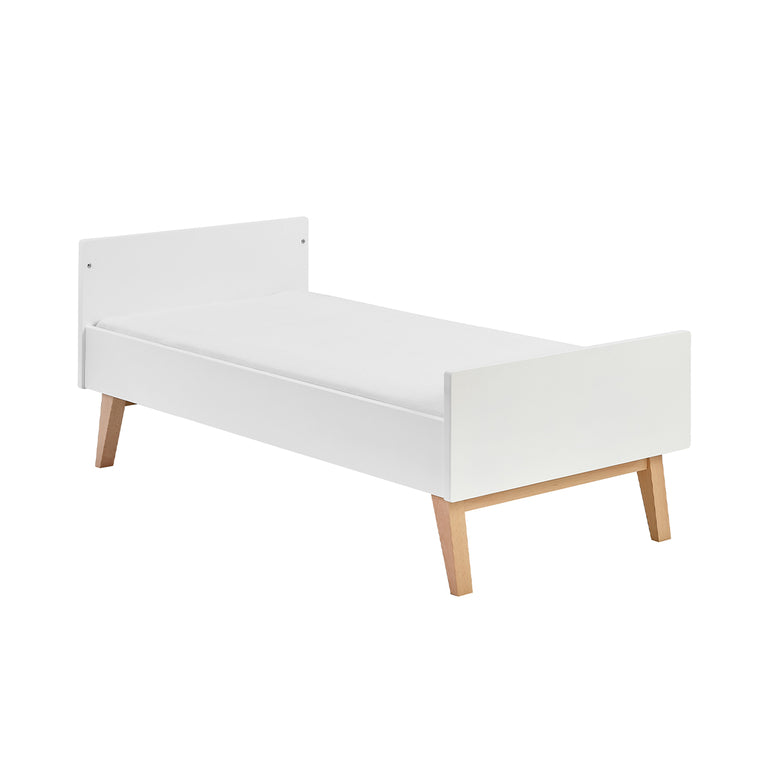 Chambre complète lit évolutif 70x140 commode à langer et armoire 3 portes Pinio Swing - Blanc et bois - vue 5