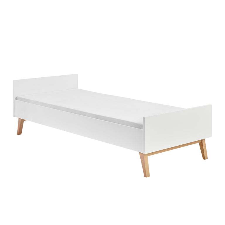Lit 90x200 sommier inclus Pinio Swing - Blanc et bois