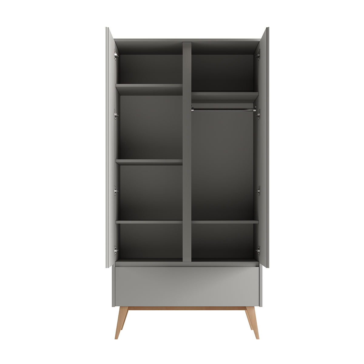 Commode 3 tiroirs et armoire 2 portes Pinio Swing Gris et bois - vue 4
