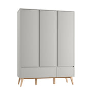 Armoire 3 portes 2 tiroirs Pinio Swing Gris et bois