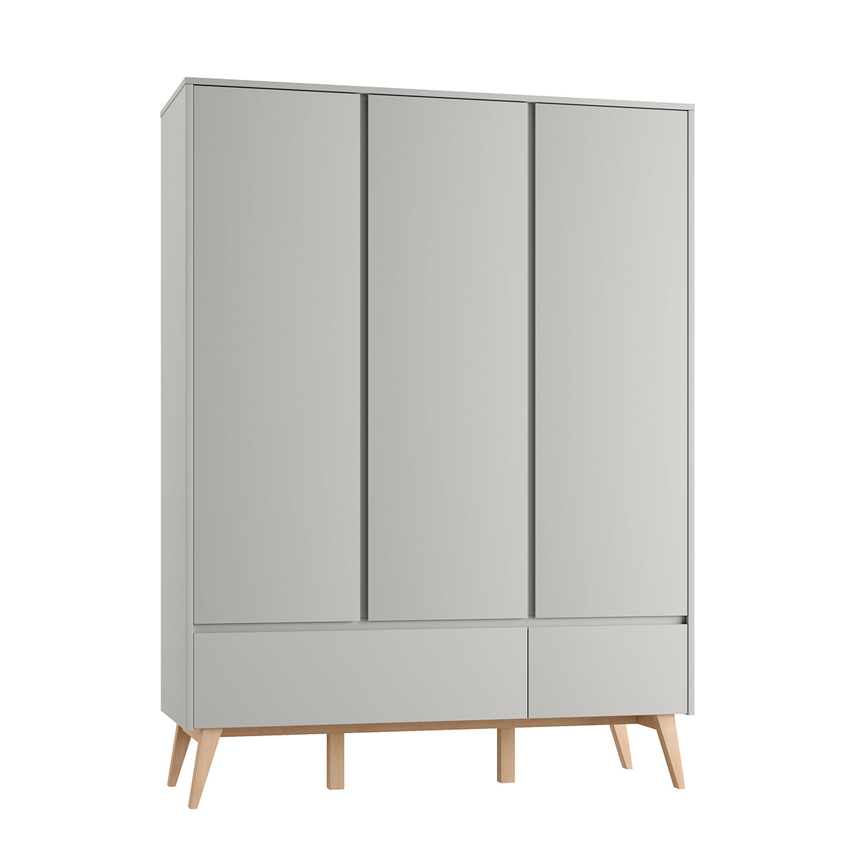 Armoire 3 portes 2 tiroirs Pinio Swing Gris et bois