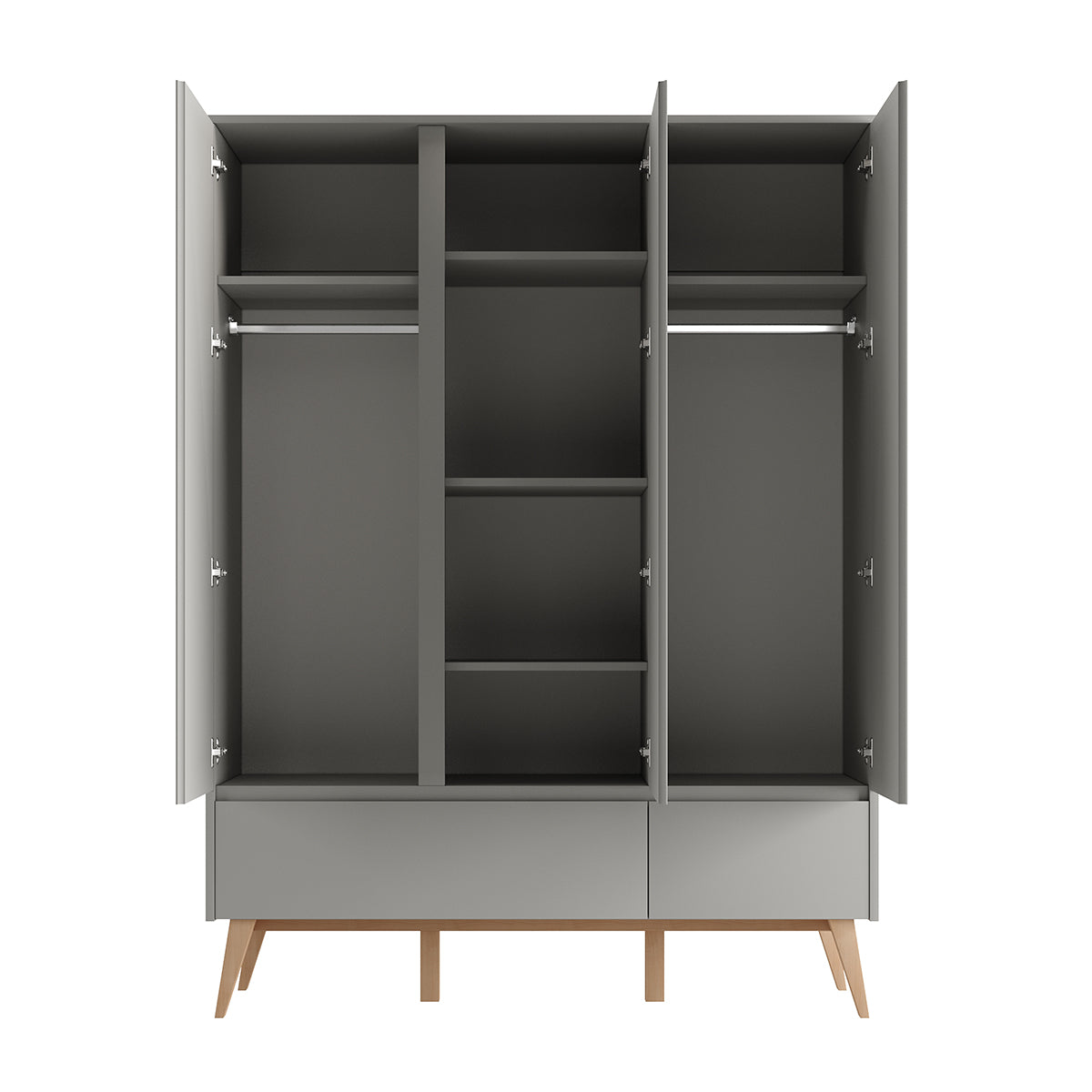 Chambre complète lit évolutif 60x120 commode à langer et armoire 3 portes Pinio Swing Gris et bois - vue 5