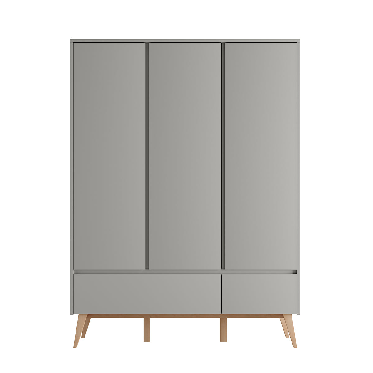 Armoire 3 portes 2 tiroirs Pinio Swing Gris et bois - vue 3