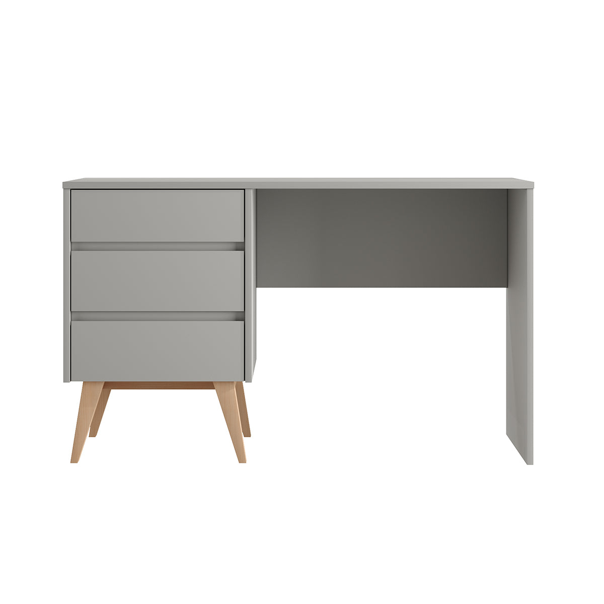Bureau 3 tiroirs Pinio Swing Gris et bois - vue 2