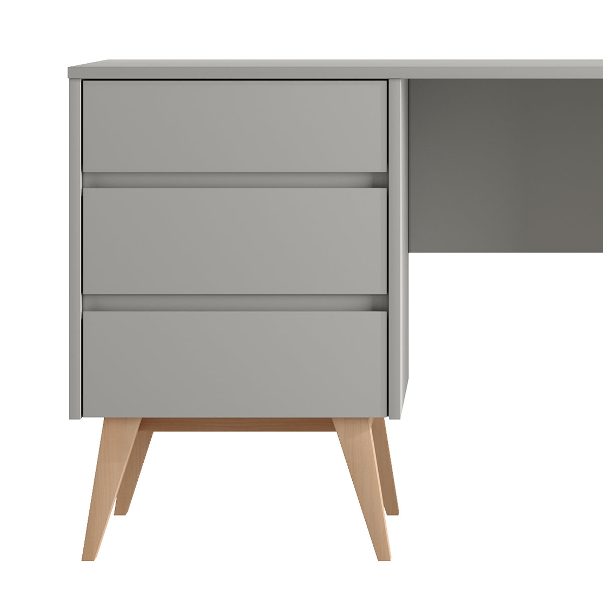 Bureau 3 tiroirs Pinio Swing Gris et bois - vue 3