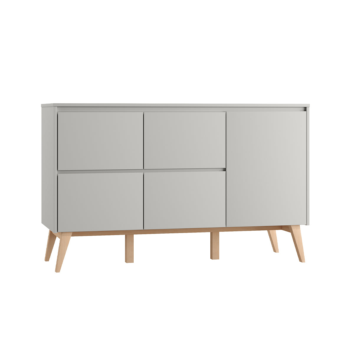 Commode 4 tiroirs 1 porte Pinio Swing Gris et bois