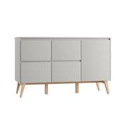 Commode 4 tiroirs 1 porte Pinio Swing Gris et bois