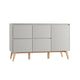 Commode 4 tiroirs 1 porte Pinio Swing Gris et bois