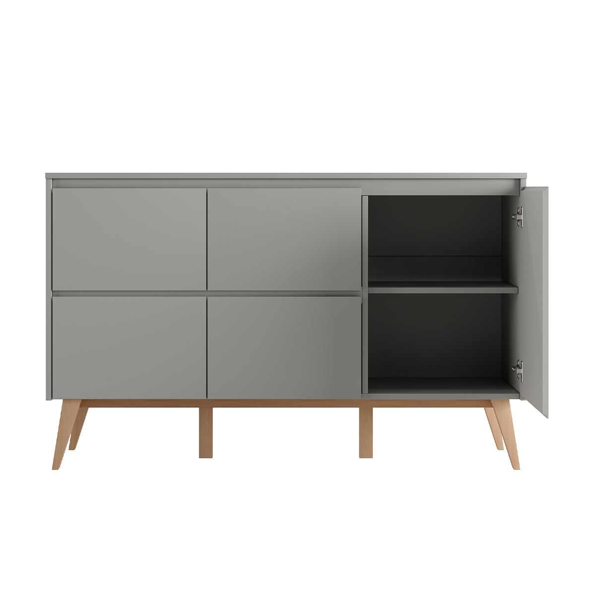 Commode 4 tiroirs 1 porte Pinio Swing Gris et bois - vue 2