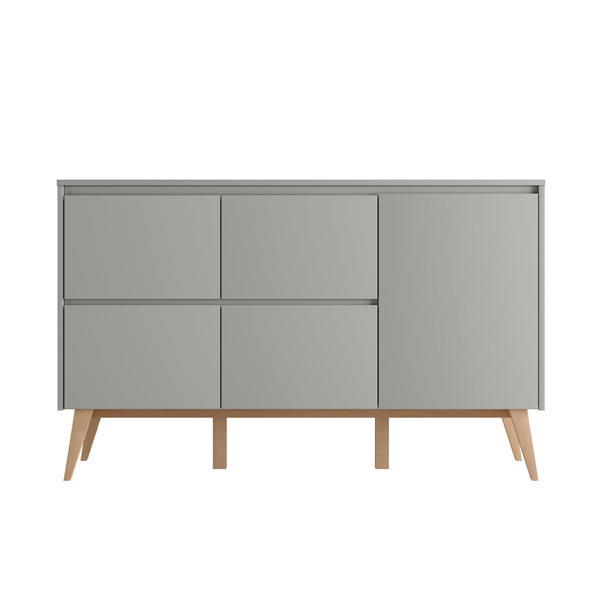 Commode 4 tiroirs 1 porte Pinio Swing Gris et bois - vue 3