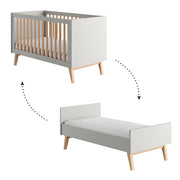 Lit évolutif 70x140 Pinio Swing Gris et bois