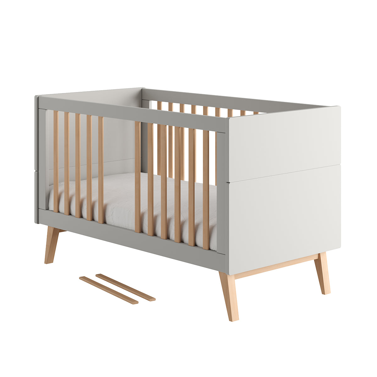 Lit évolutif 70x140 Pinio Swing Gris et bois - vue 3
