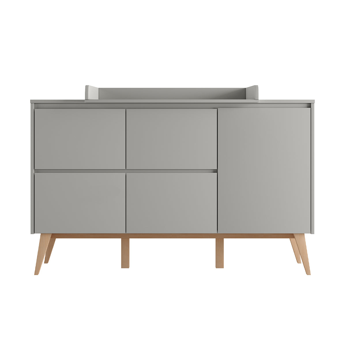Commode 4 tiroirs 1 porte Pinio Swing Gris et bois - vue 4