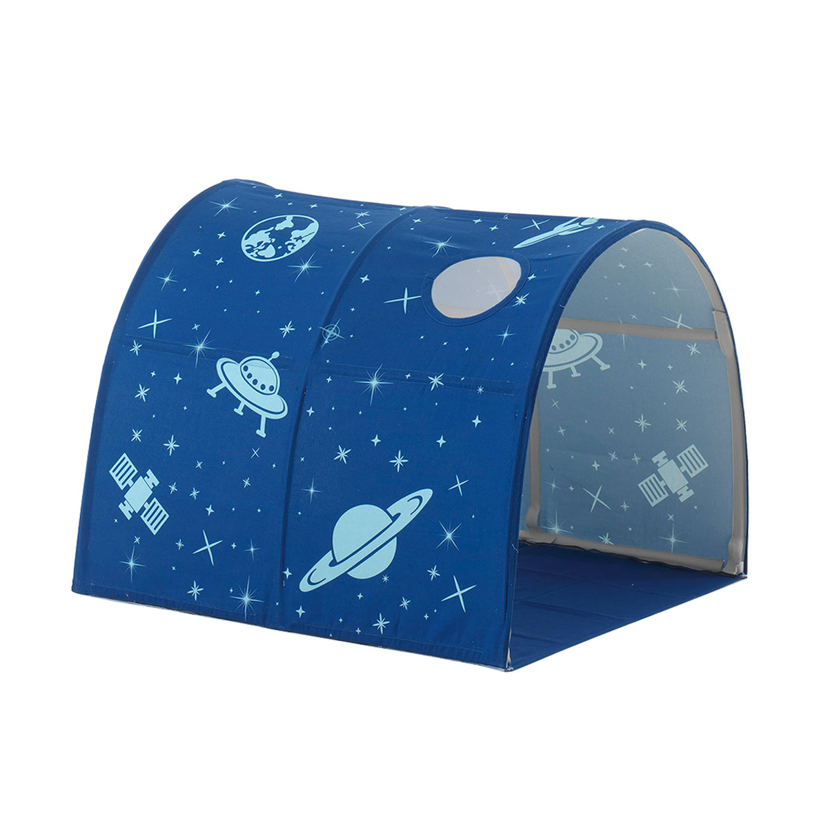 Lit Mi-Hauteur 90x200 avec Toboggan Sommier Inclus et Housse Astro Vipack Pino - Blanc - vue 3