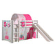 Lit Mi-Hauteur 90x200 avec Toboggan Sommier Inclus et Housse Princesse Vipack Pino - Blanc