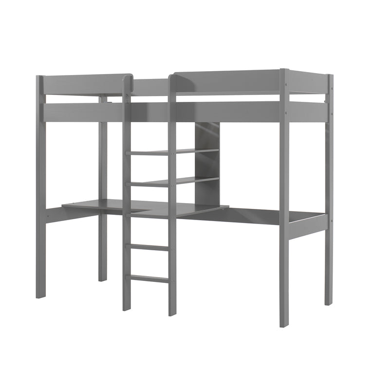 Lit Mezzanine 90x200 Sommier Inclus avec bureau Vipack Pino Gris - vue 3