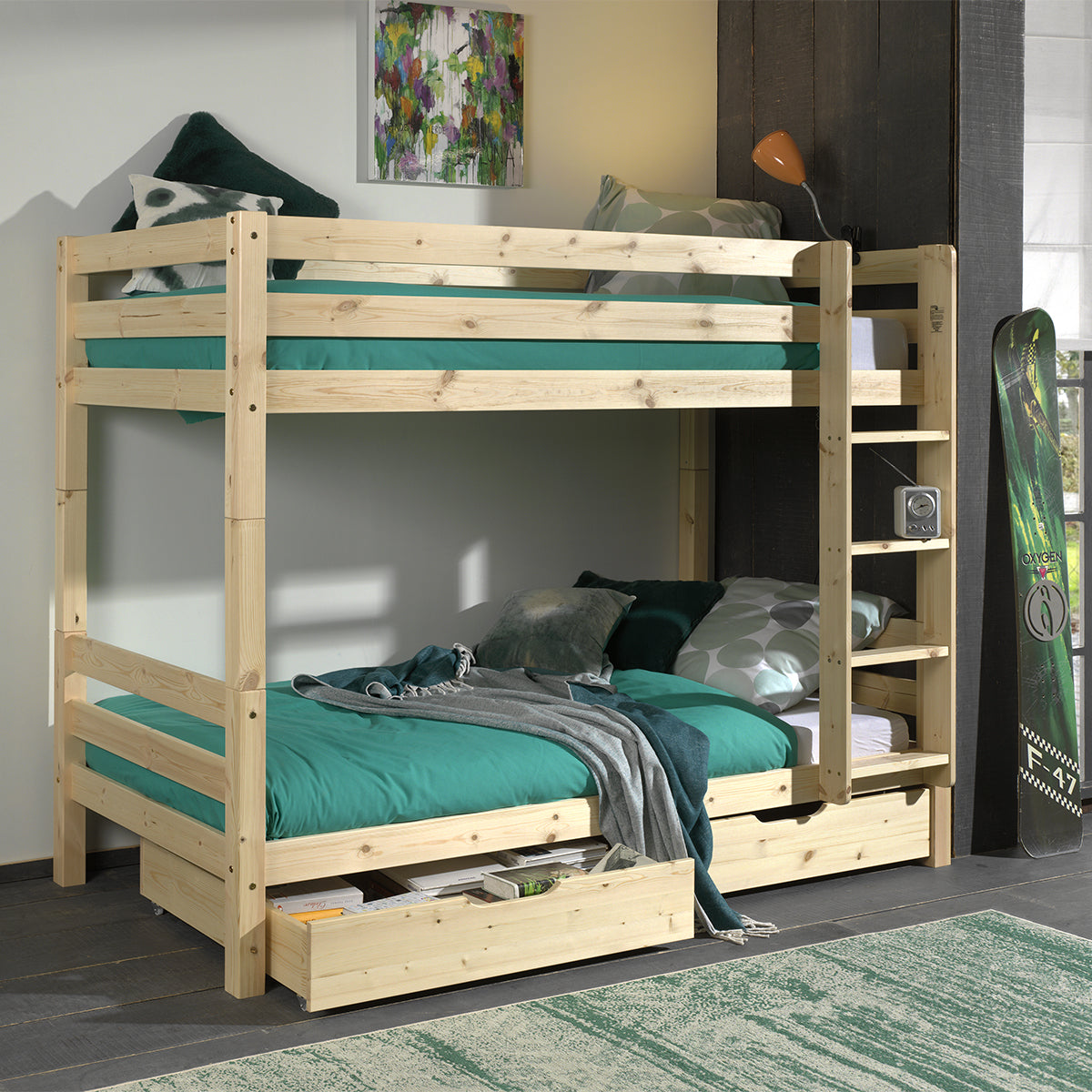 Lit Superposé 90x200 Hauteur 160 cm Sommier Inclus Vipack Pino - Bois - vue 3