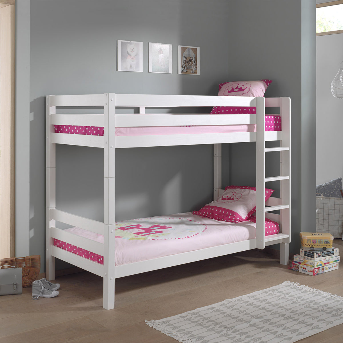 Lit Superposé 90x200 Hauteur 160 cm Sommier Inclus Vipack Pino - Blanc - vue 3