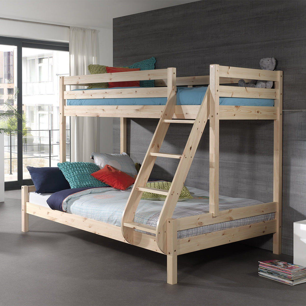 Lit Superposé 90x200 et 140x200 Sommier Inclus Vipack Pino - Bois - vue 2