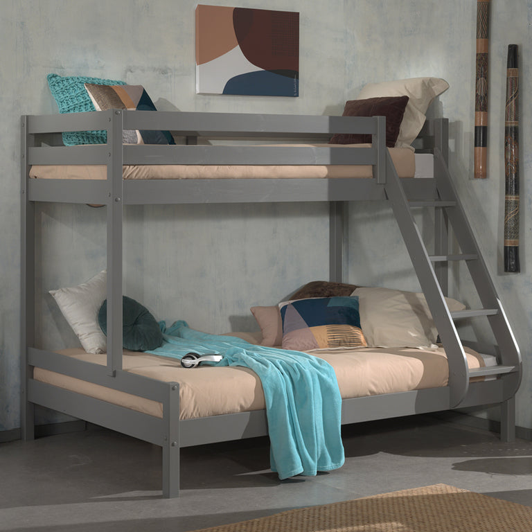 Lit Superposé 90x200 et 140x200 Sommier Inclus Vipack Pino Gris - vue 3