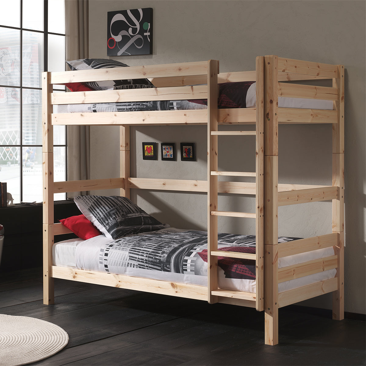 Lit Superposé 90x200 Hauteur 180 cm Sommier Inclus Vipack Pino - Bois - vue 3