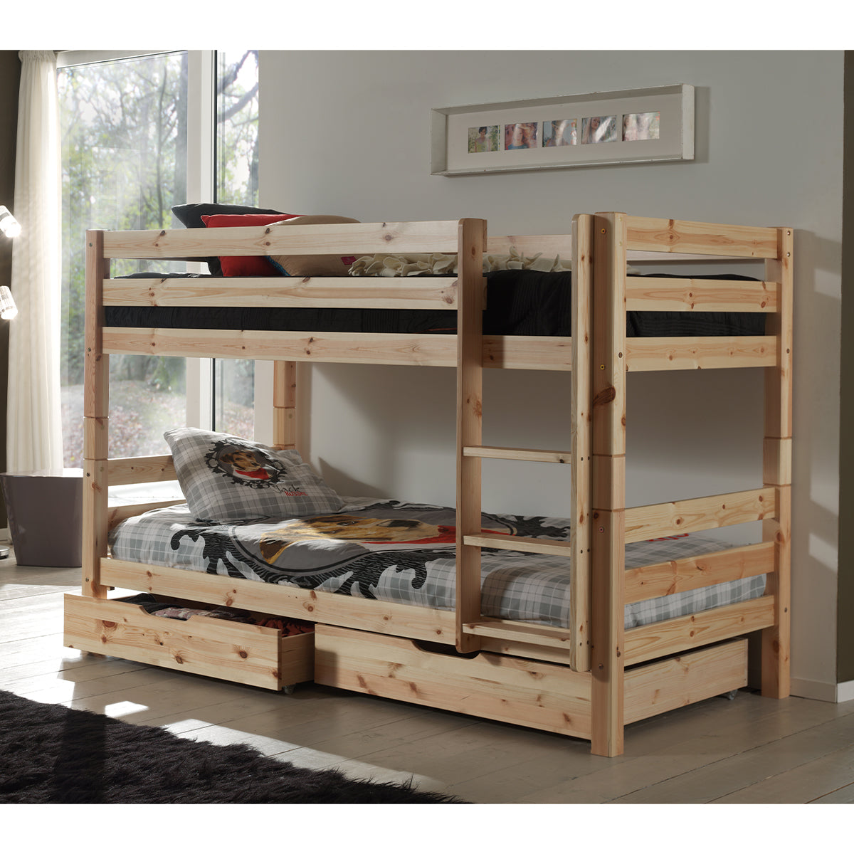 Lit Superposé 90x200 Hauteur 140 cm Sommier Inclus Vipack Pino - Bois - vue 2
