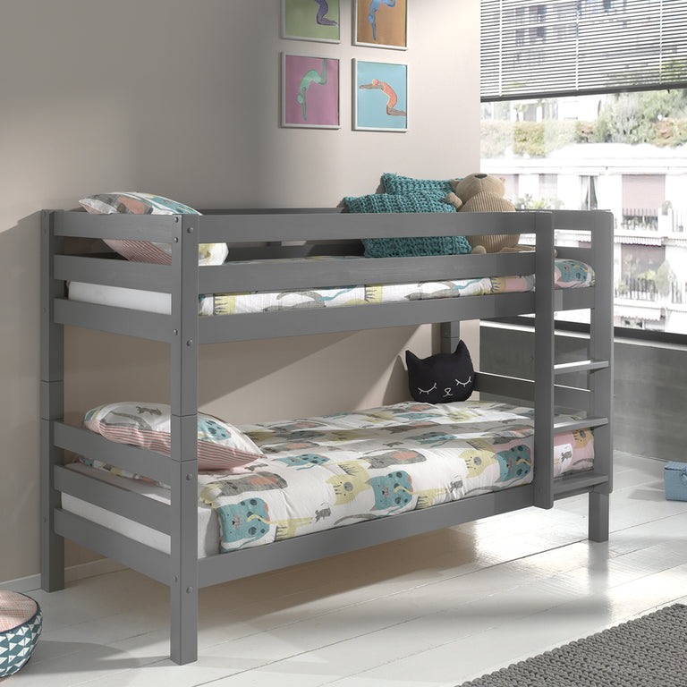 Lit Superposé 90x200 Hauteur 140 cm Sommier Inclus Vipack Pino Gris - vue 2
