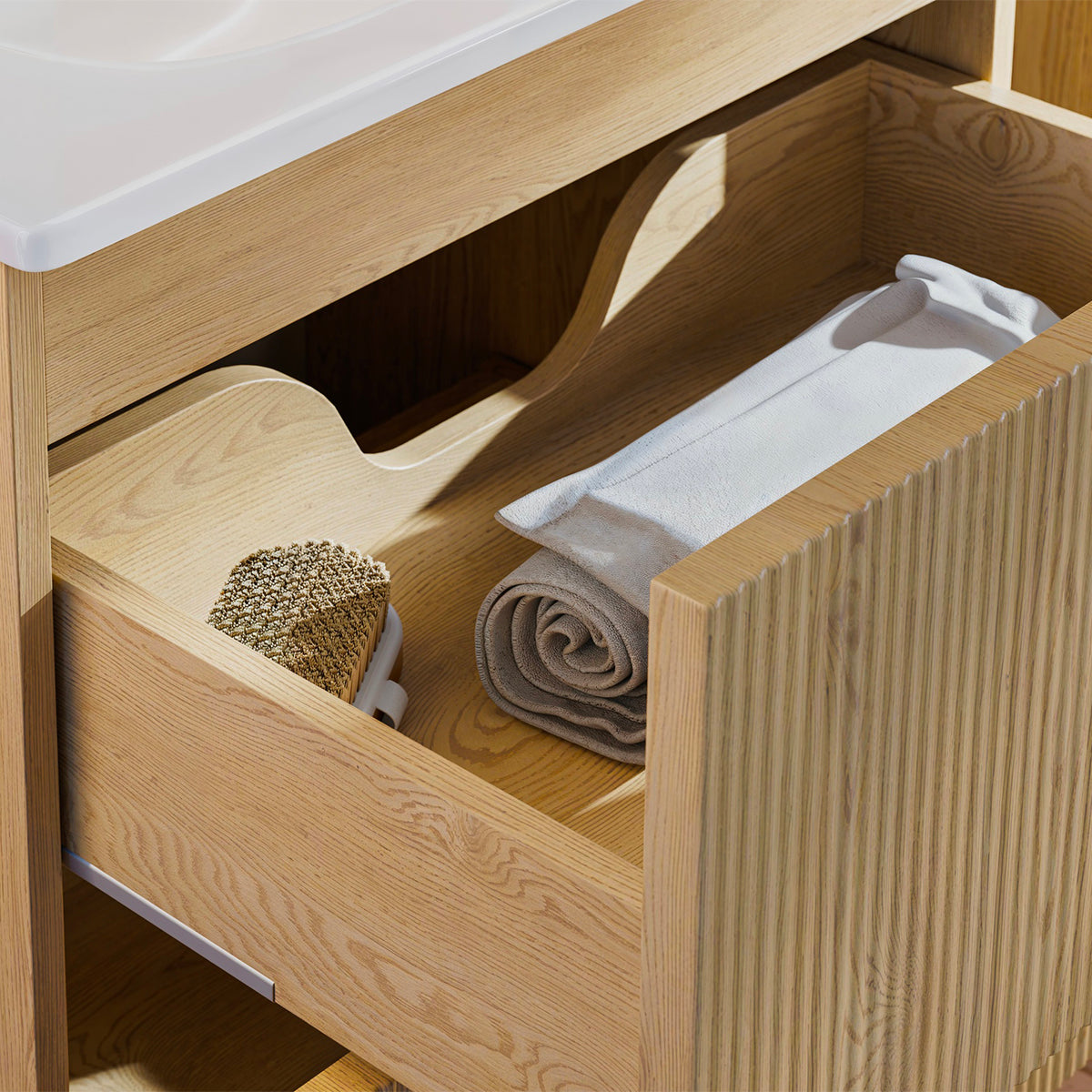 Meuble simple vasque encastrée 60cm Isaline Bois - vue 8