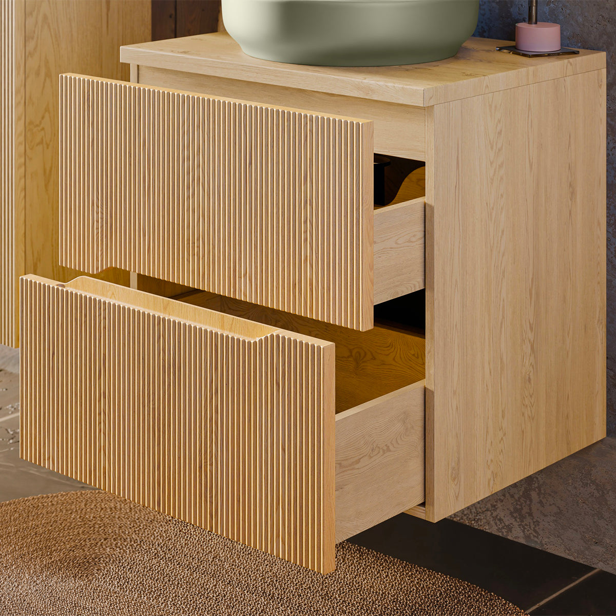 Ensemble meuble simple vasque 60cm et colonne Isaline Bois - vue 9