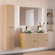 Ensemble meuble double vasque 120cm et colonne Isaline Bois