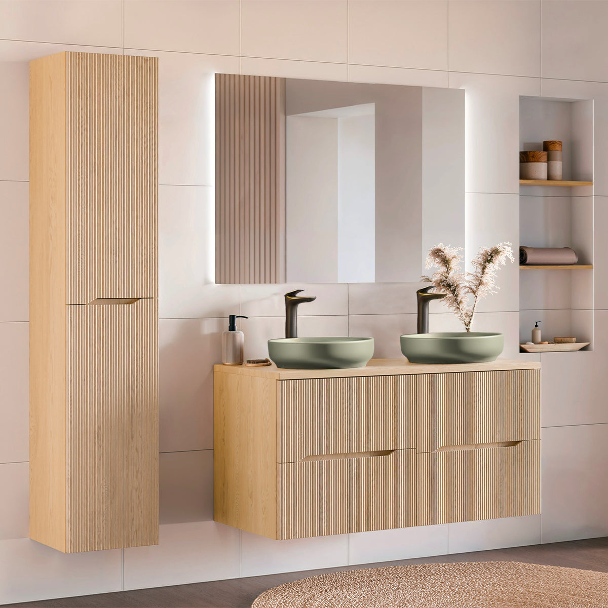 Meuble double vasque 120cm Isaline Bois - vue 6