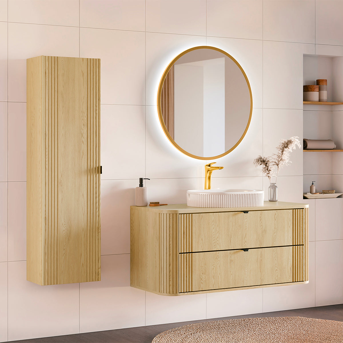 Meuble simple vasque 120cm Mila Bois - vue 6