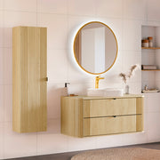 Ensemble meuble simple vasque 120cm et colonne Mila Bois