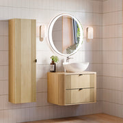 Ensemble meuble simple vasque 80cm et colonne Mila Bois