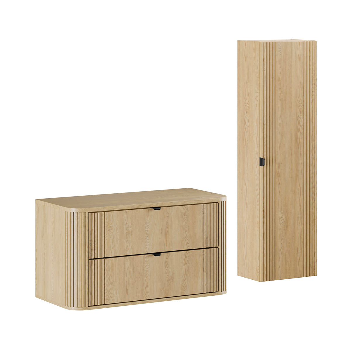 Ensemble meuble sous vasque 100cm et colonne Mila Bois