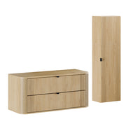 Ensemble meuble sous vasque 120cm et colonne Mila Bois