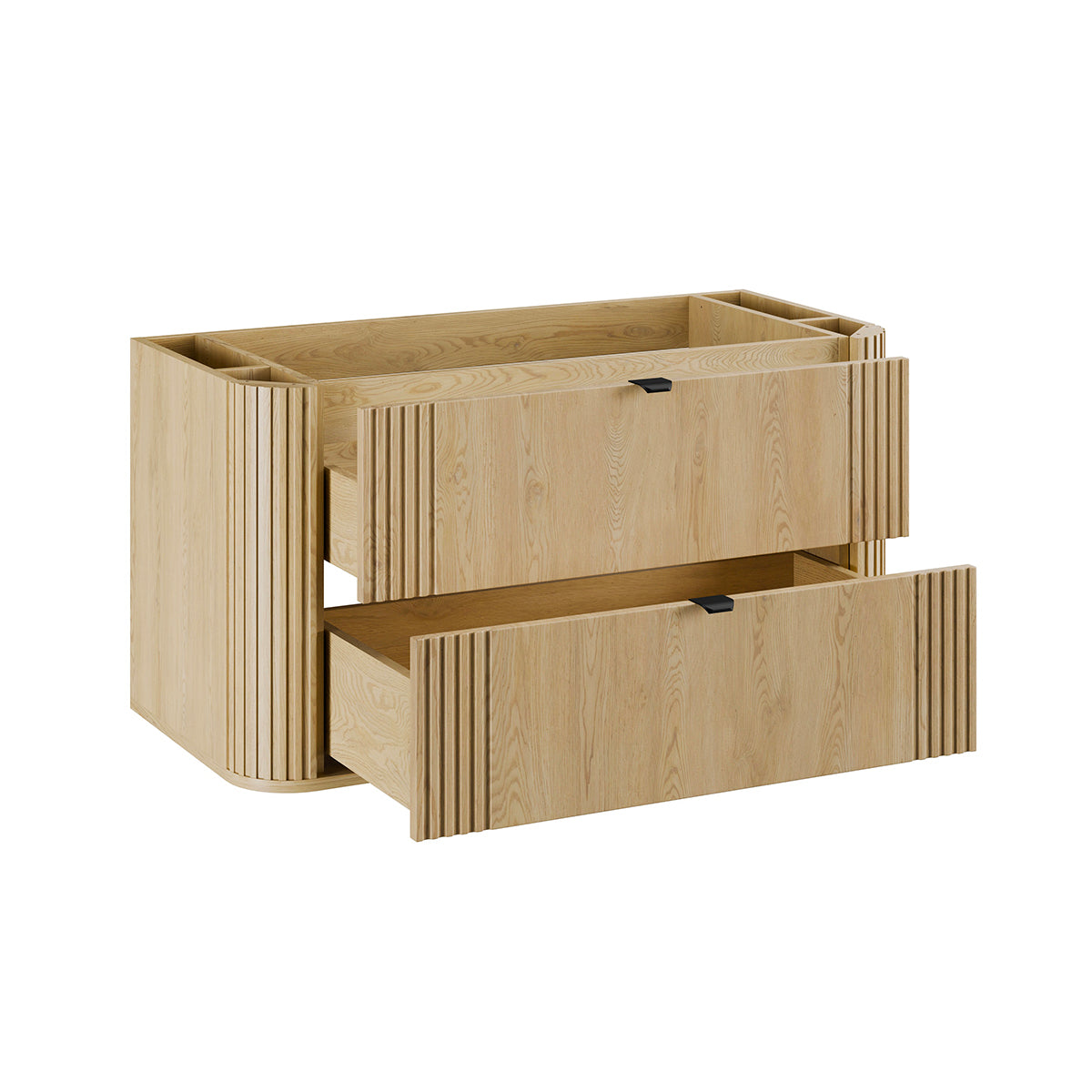 Ensemble meuble simple vasque encastrée 100cm et colonne Mila Bois - vue 4