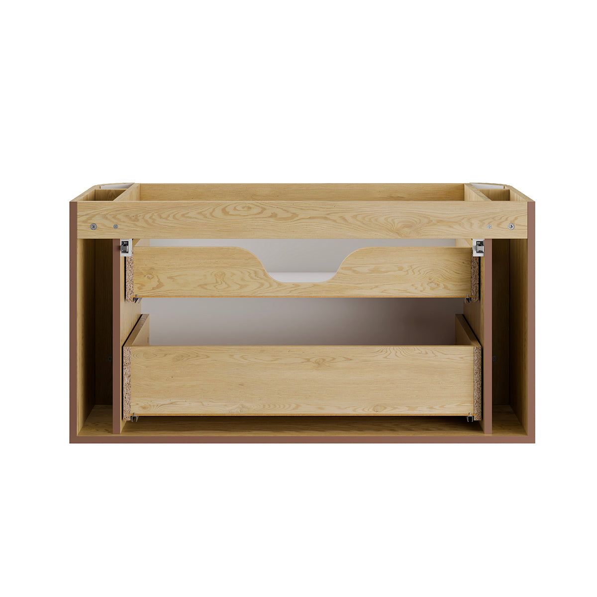 Ensemble meuble simple vasque encastrée 100cm et colonne Mila Bois - vue 5