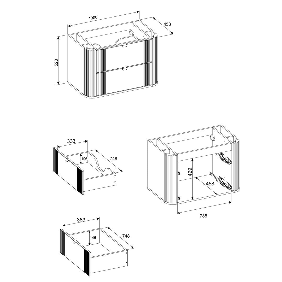 Ensemble meuble simple vasque 100cm et colonne Mila Bois - vue 10