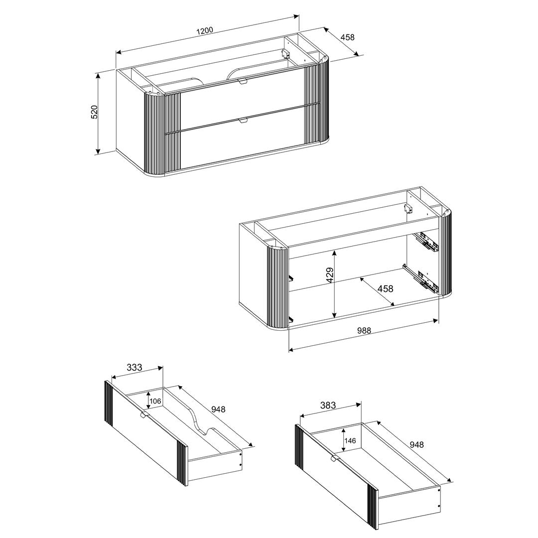Ensemble meuble simple vasque 120cm et colonne Mila Bois - vue 9