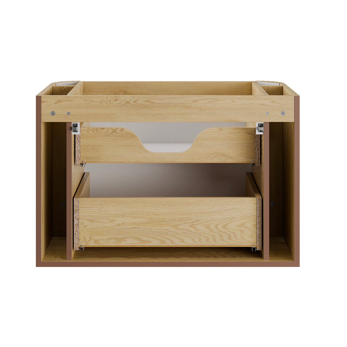 Ensemble meuble simple vasque encastrée 80cm et colonne Mila Bois - vue 4