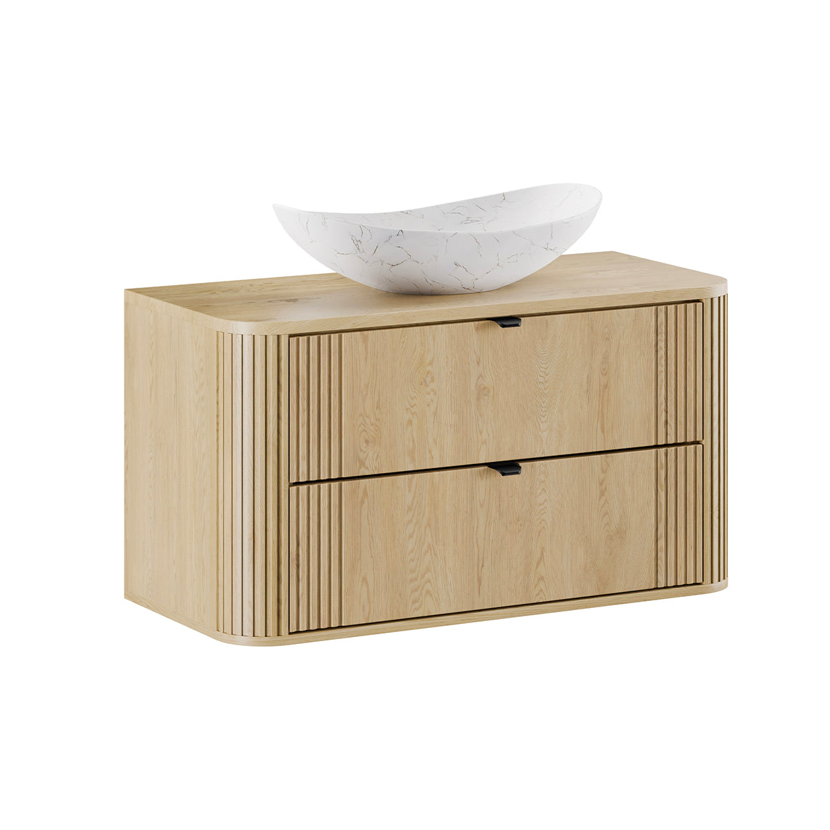 Ensemble meuble simple vasque 100cm et colonne Mila Bois - vue 3