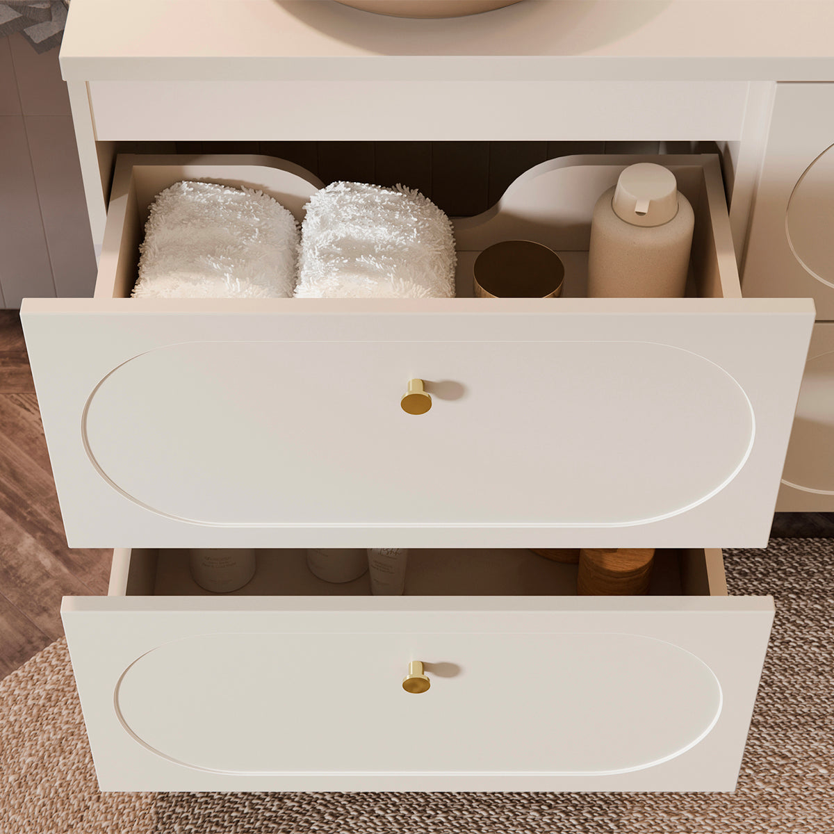 Meuble sous-vasque 120cm plan de toilette Sanae Beige sable - vue 4